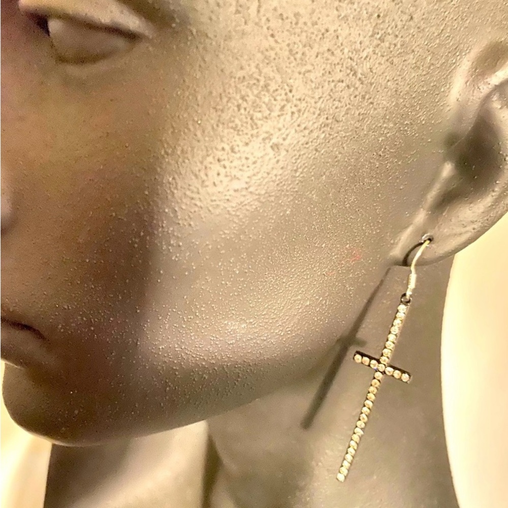 Cross & Rhinestones dangles - Picture 5 of 5